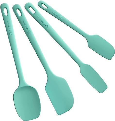 ChefAide 4 Pieces Silicone Spatula Set, Food Grade Rubber Spatula, Upgrade Strong Handle with Ergonomic Grip, Heat Resistant Up to 600°F for Nonstick Cookware, Cooking