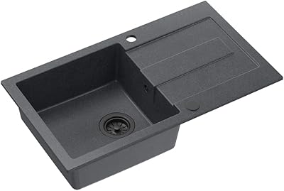 Mexen Diego Fregadero De Granito De 1 Cubeta Con Grifo De Cocina Duo, Negro   6512 77 671701 57 B 96840305