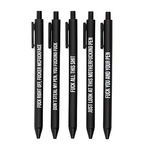 Jxueych 7pcs Funny Ballpoint Pens Daily Different Swear Word Weekend Set, Comfortable Writing Black Ink Medium Point 1.0 mm Gift Pretty Pens for Office Gifts (H)