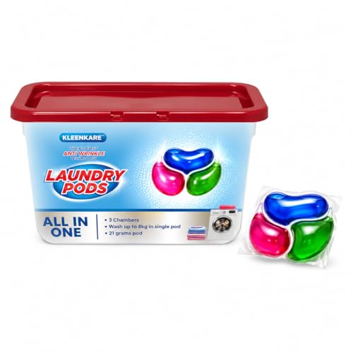 Kleenkare 3 In 1 Smart Shot LaundryPods, Laundry Detergent Tablets Pods For Tough Stain Removal In Front & Top Load machines, Care with Anti-Wrinkle Technology,...