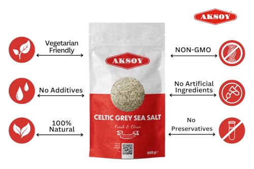 Aksoy Celtic Grey Sea Salt Coarse 500g Natural Mineral-Rich Sea Salt, Traditionally Harvested