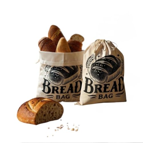 Premium Organic Bread Bags for Homemade & Sourdough Loaves - 2 Pack XL (12x17 Inch) - Reusable Linen Storage with Inner Lining - Keeps Bread Fresh Longer - Eco-Friendly & Durable