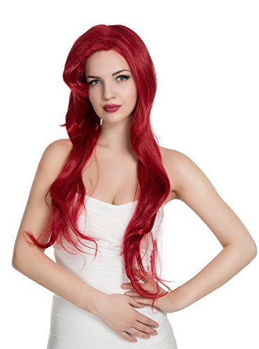 EDENKISS Cartoon Movie Character Cosplay Wig Adjustable for Both Adult and Kid with Free Wig Cap (LC91 T1762 / Mermaid Red)