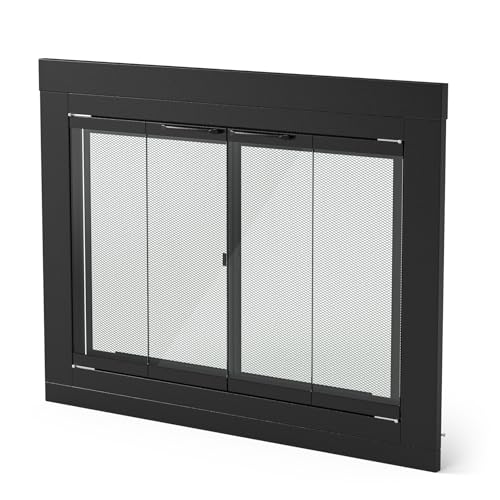 Image of Stanbroil Fireplace Glass Bi-fold Style Door, Black, Large