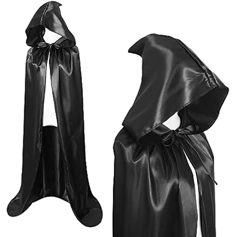 Capa Negra con Capucha de BUZIFU para Disfraz de Halloween o Carnaval (Talla S) Cover