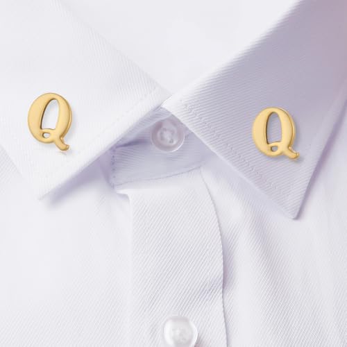 Image of HONEY BEAR Mens Womens Initial Alphabet Letter Lapel Pins Collar Badge Brooches for Business Wedding Graduation Gift Matte Gold 0.59 inches