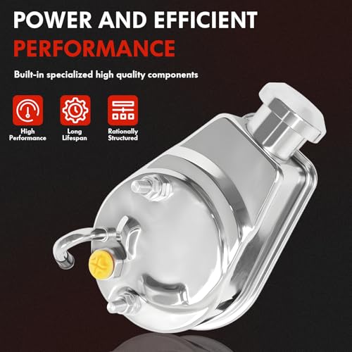 Power Steering Pump Saginaw Chrome P Series 5/8" Keyway Pulley Shaft Chrome Street/Hot Rod Reservoir Gearbox Relacement For 66-74 GM Chevy Chevrolet by Autoptzxd - Used condition - Image 6