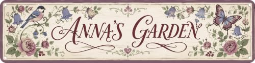 RHFYHDPT Anna's Garden Metal Sign 4x16in Personalized Garden Name Decor