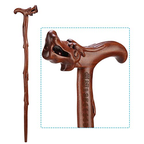 Canne en Bois Robinet Bâton De Marche Séquoia Vieil Homme Béquilles Sculpture sur Bois Cadeaux d'anniversaire Bâtons Antidérapants,H