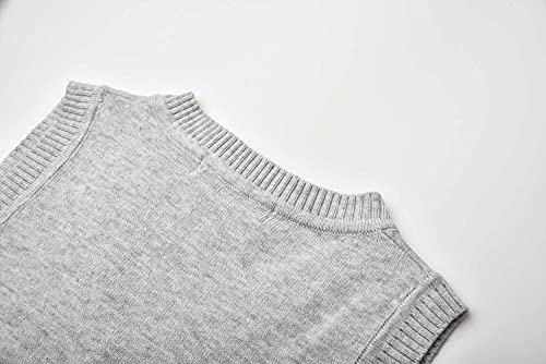 Sminling Pinker Boys Girls School Uniform Sweater Vest V-Neck Soft Cotton Pullover(Light Grey,7-8 Years) #TOP3