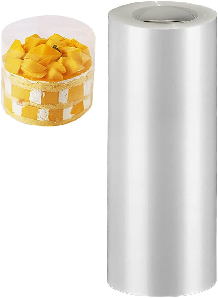 YQL Cake Collar 8 Inch,Acetate Cake Collar Roll DIY Acetate Sheet Baking Transparent Mousse Cake Sheets Surrounding Edge Clear Cake Strips for Baking Decorate Shaker Cards Making(8x394 Inch)