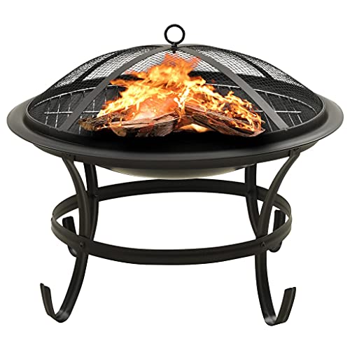 Genérico Brasero y Barbacoa 2 en 1 con atizador Acero 56x56x49 cm Casa y jardín,Chimeneas Negro 4,64kg