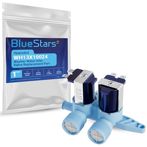 BlueStars Upgraded WH13X10024 Washer Water Inlet Valve Replacement Part – Compatible with G.E & Hotpoint Washers – Replaces WH13X0086 PS1155105 AP3861119 1159233 WH13X10019 WH13X0087