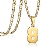 AIAINAGI Number Necklace for Men Stainless Steel Gold Plated Athletes Number Charm Pendant Personali