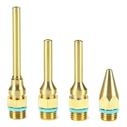 QWORK 4Pcs Pure Copper Glue Gun Nozzle Set - Glue Gun Nozzle Assortment Set, Gluegun Tips Replacement for Hot Melting Glue Guns Bore, 2.0x(34/50/70/100mm)+3.0x50mm