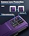 Viaotaily for Samsung Galaxy Z Fold 3 Case with Card Holder & S Pen Holder & Slide Lens Cover, Built-in Hinge Protection & Screen Protector, Durable Sturdy Phone Cover for Galaxy Z Fold 3, Dark Purple