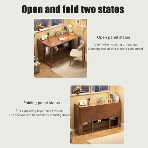 Table pliante beige pour bureau à domicile avec rangement bas 120cm - 8