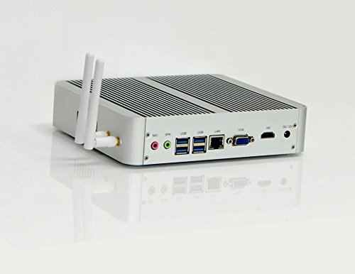 New Kaby Lake i3 7100U Mini pc Fanless PC Desktop pc HTPC with 4G DDR3 128G SSD Support Windows/Linux 6xUSB(4xUSB3.0) VGA HDMI, Sliver Aluminum Shell