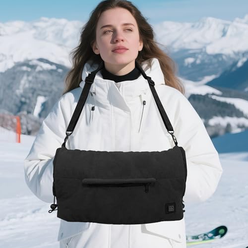 MDSTOP Heated Hand Warmer Pouch, Hand Warmers Rechargeable, Portable Electric Heated Hand Muff, Heated Gloves for Women, Men, Kids, Hunting,Fishing,Camping,Golf & Xmas Gifts（No-Battery） Blac
