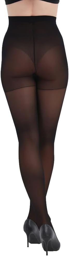 oeat 3 Pairs 30 Denier Sheer Rip Resistant Tights for Women - Control Top Not Rip Pantyhose with Reinforced Toes