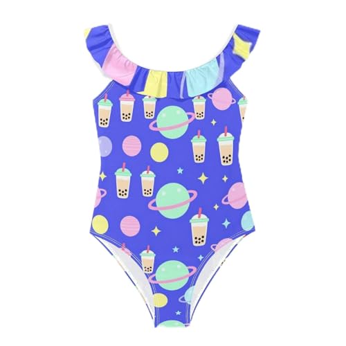 Traje de baño para niña elástico con volantes decorativos y secado rápido Yoogain