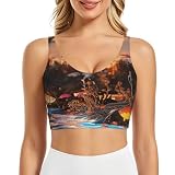 SHEnshg Sujetador deportivo con estampado de pez dorado flotante, Fish Sunset Glow, S