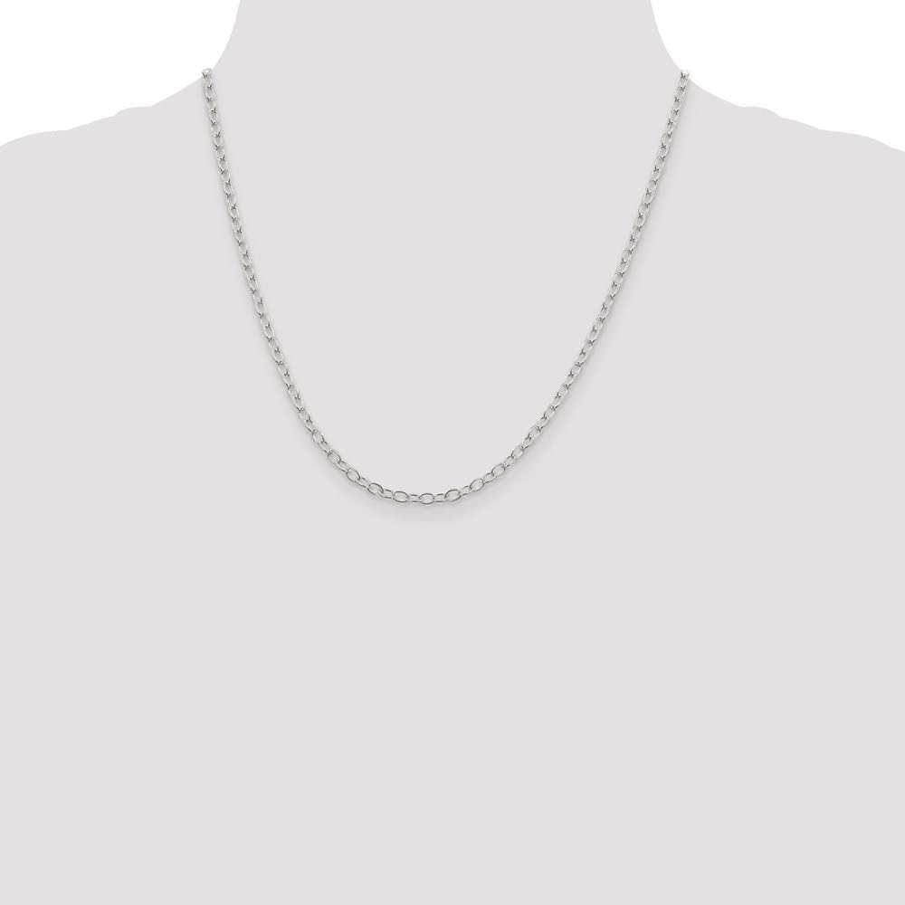 Chain Necklace White Sterling Silver Cable 20 in 3.4 mm