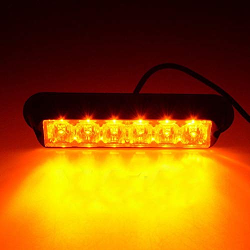 Favson 6 LED Strobe Lights for Trucks Cars Van with Super Bright White&Yellow Emergency Flasher(4 pcs) (4pcs)