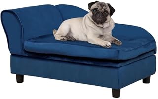 Blue Pet Sofa Chaise Lounge with Storage, Flannel, 76cm