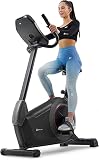 Hop-Sport Heimtrainer Fahrrad HS-100H inkl. Unterlegmatte - Ergometer mit App-Steuerung, 12 Trainingsprogrammen - Fitnessbike max. Nutzergewicht 150 kg (schwarz)