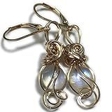 Rocks2Rings Moonstone Earrings Rainbow Moonstone Elegant Gift Box (gold-filled)
