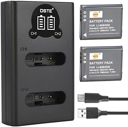 DSTE LP-E12 Batterie Rechargeable (Paquet de 2) et Chargeur Double USB Smart LED Compatible avec Canon EOS M100, Rebel SL1, EOS 100D, EOS M, EOS M2, EOS M10