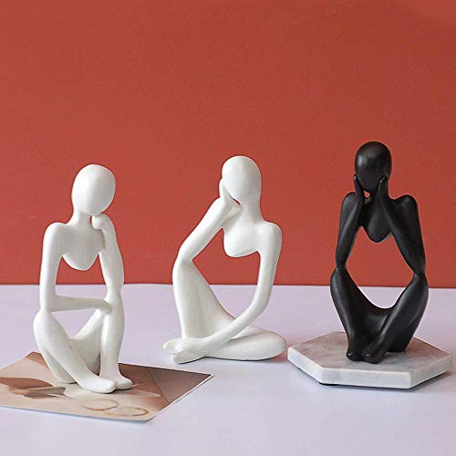 Asng Resin Thinker Style Abstract Sculpture Statue Collectible Figurines Home Office Bookshelf Desktop Decor (White,Left, Small) #TOP5