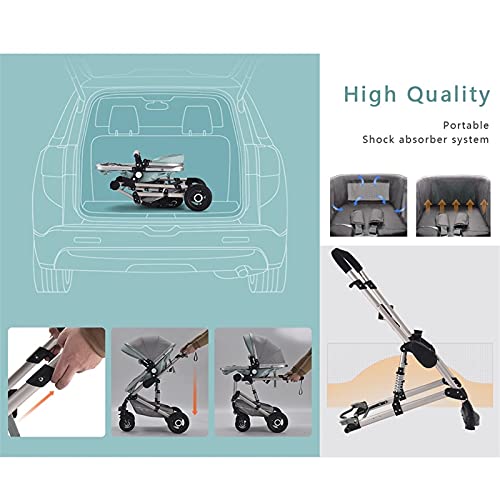 Lichtgewicht kinderwagen, 3 in 1 verstelbare hoge weergave converteerbare omkeerbare bassinet kinderwagen for baby & peuter vouwen pasgeboren vervoer met kinderwagen - Afbeelding 5