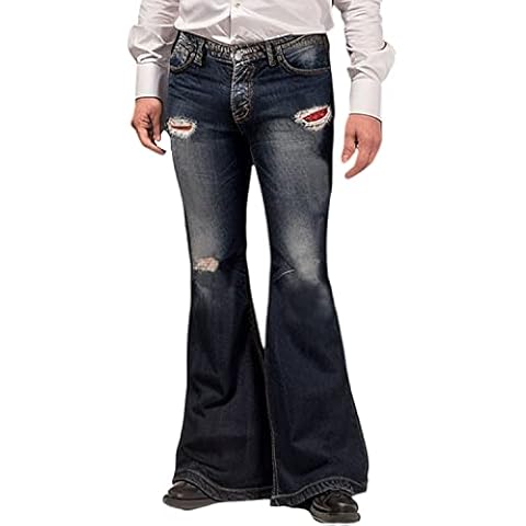 Men's Bell Bottom Jeans 70s 60s Outfits for Men,Bell Bottom Pants Disco Jeans Cover