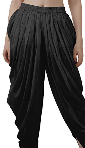 Solid Punjabi Patiala Salwar Dhoti Pants for Women, Elastic Waist Relaxed Baggy Trousers4