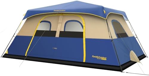FanttikOutdoor Zeta C10 Pro Camping Tent 10 Person Instant Cabin Tent Setup in 60 Seconds with Rainfly & Windproof Portable with Carry Bag for Family Camping & Hiking, Upgraded Ventilation, Navy Blue