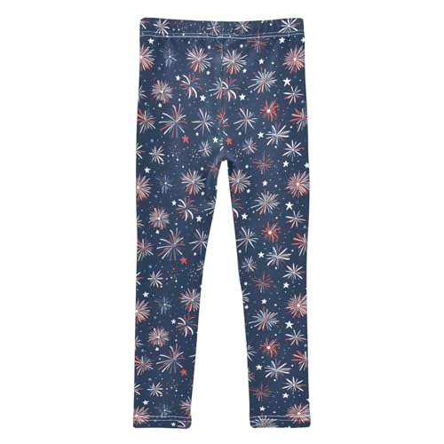 Girls Leggings Soft Toddler Ankle Length Bottoms Fireworks Kids Dance Yoga Pants 4-10 Years2