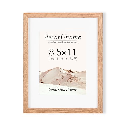 decorUhome Solid Oak Wood 8.5 by 11 Picture Frame Natural OW11NT