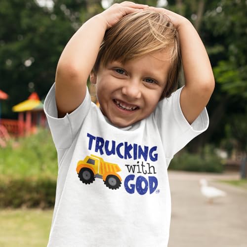 Trucking with God Toddler Boys Christian T-Shirt, 100% Cotton, 2T-5T Blue2