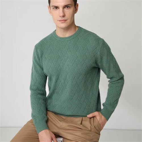 Men Winter Clothing O-Neck Goat Cashmere Thicker Sweater Mat Weave Pattern Knitted Pullovers2