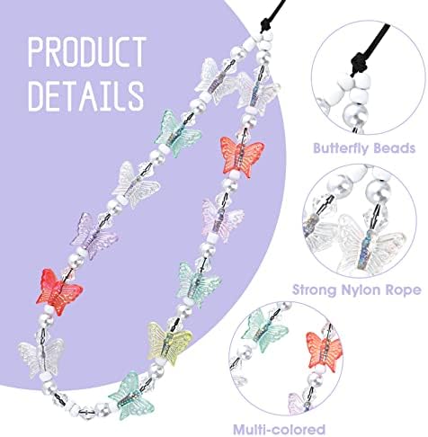 TIESOME Beaded Phone Charm Wrist Strap, Beaded Phone Lanyard Wrist Strap Handmade Phone Chain Phone Strap Phone Keychain ID Card Holder Wristlet String for Women Phone Bracelet Lanyard (Colour)