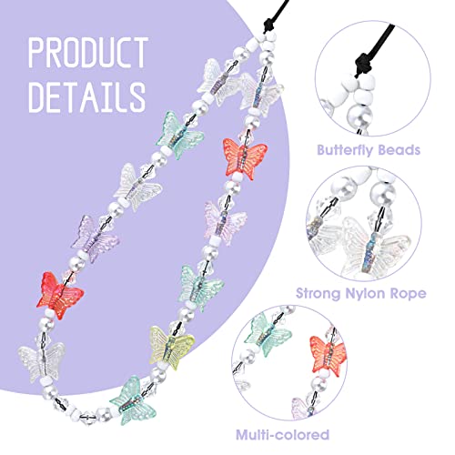 Tiesome Beaded Phone Lanyard Wrist Strap, Phone Charms Colorful Beaded Butterfly Mobile Phone Keychain Handmade Charms Keychain For Women Girls (Colour) #TOP1