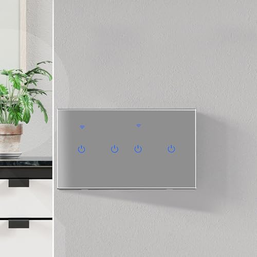 Télécommande avec voix Alexa et interrupteur tactile en verre gris