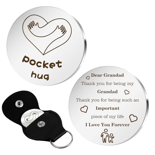 Aridantrp Fathers Day Grandad Gifts for Father's Day Grandad Gifts Idea Birthday Gift For Grandpa Pocket Hug Gift Best Grandpa Keyring Retirement Presents for Grampy Christmas Easter