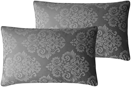 ED Luxury 600 Thread Count Jacquard Duvet Cover 3 Piece Set | Super Soft Cotton Rich & Warm Bedding | Damask Pattern Quilt Cover (King, Silver Damask)