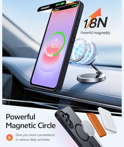 Image of FNTCASE for Galaxy A37 5G Phone Case: Samsung A36 5G Case [Compatible with Magsafe] Matte Translucent [Screen Protector] Military Grade Protection for Samsung A37 & A36 Cases - Black