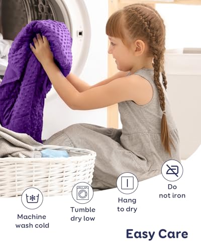 Image of Kivik Weighted Blanket 5 Pounds, Cooling Soft Minky Dotted Heavy Blankets Throw for Better Relaxing & Sleeping, Machine Washable, 36 x 48 Inches, Purple