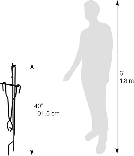 Miniatura 4 de Blue Sky Outdoor Living Juego de pinzas y póquer de acero con soporte, paquete de accesorios para hogueras de 3 piezas con póker, pinzas y soporte,