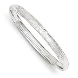 Willkommen bei Jewelry Web Februar 2021 Edler Schmuckgeschenk; 14 Karat Armreif in Weißgold; Breite: 6 mm; hypoallergen; nickelfrei; funkelnd, hohl; Scharnier; Sicherheitsbügel; Florentin; poliert und satiniert